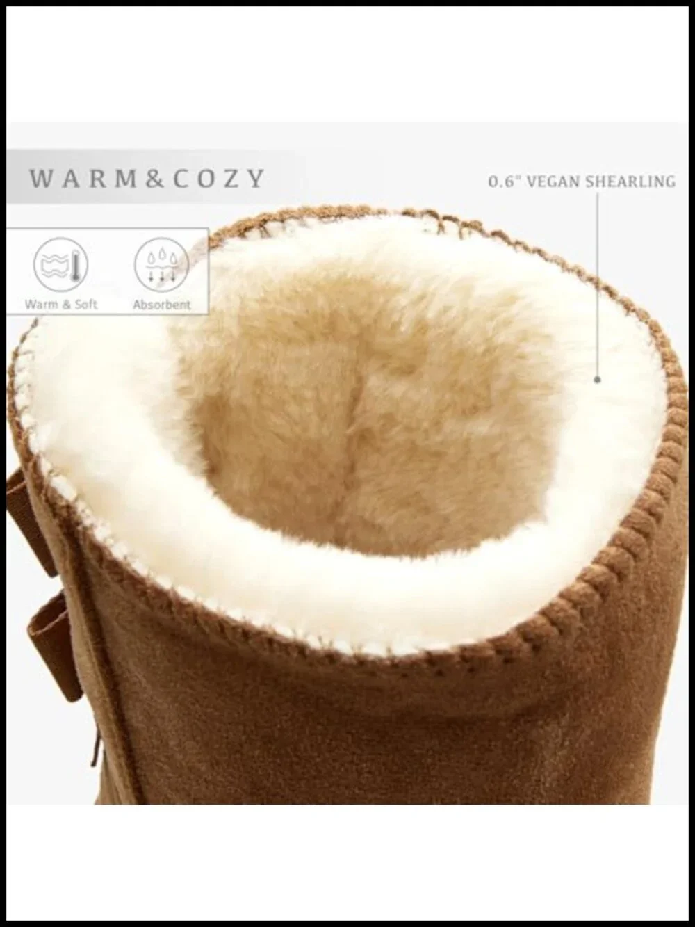 Mid Calf Suede Winter Snow Boots, Slip-On, Faux Fur Lined